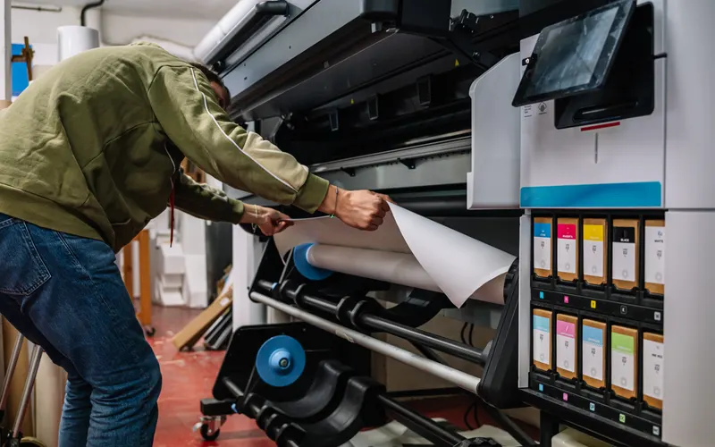 Large-format printer producing a banner
