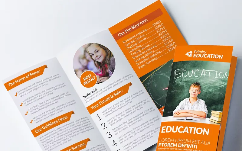 Printed trifold brochures