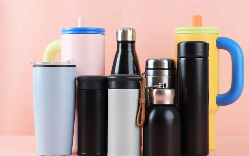 Assorted bottles and tumblers for UV printing