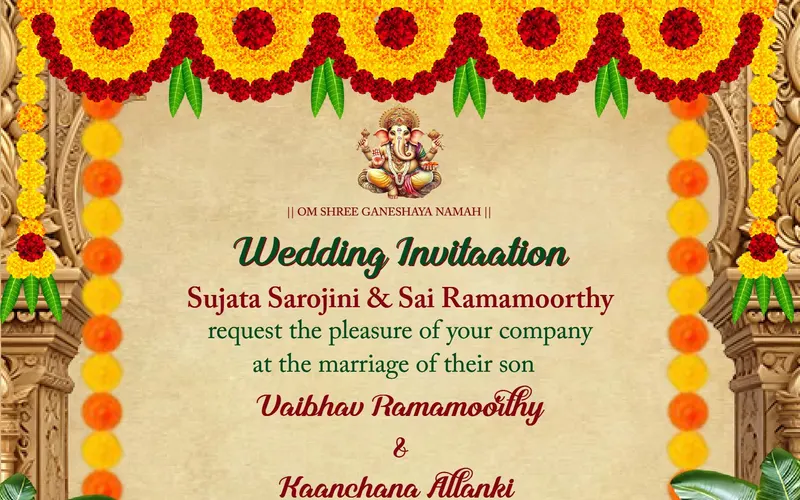 Traditional Indian wedding invitation card